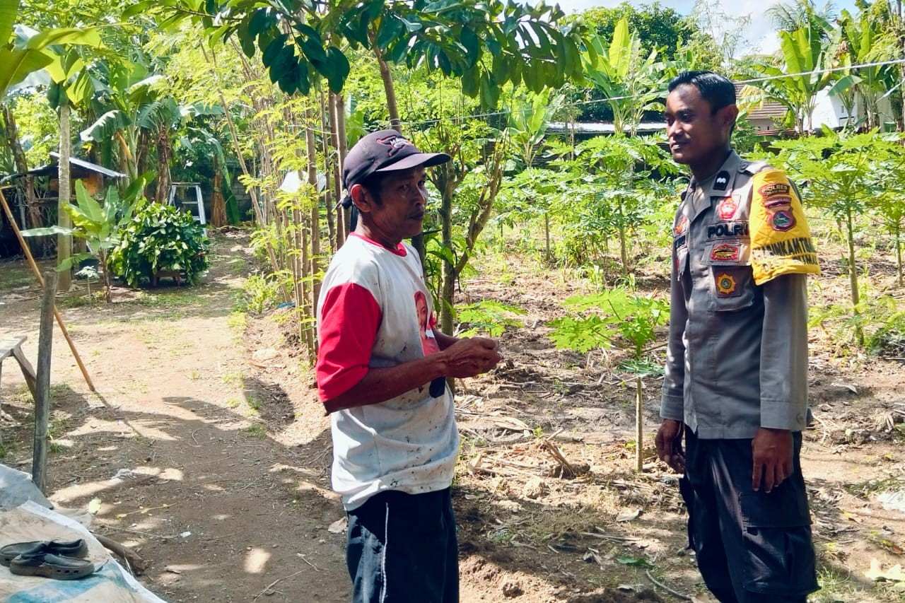 Bhabinkamtibmas Desa Rumak Dorong Warga Kediri Tanam Pangan di Pekarangan